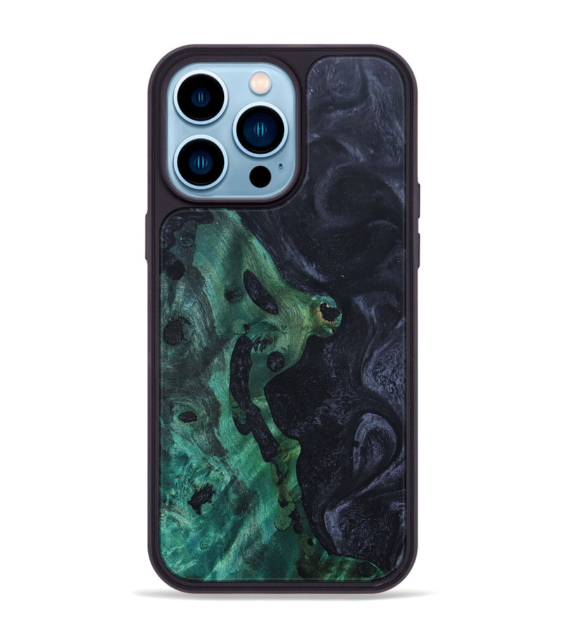 iPhone 14 Pro Max Wood+Resin Phone Case - Opal (Pure Black, 677856)