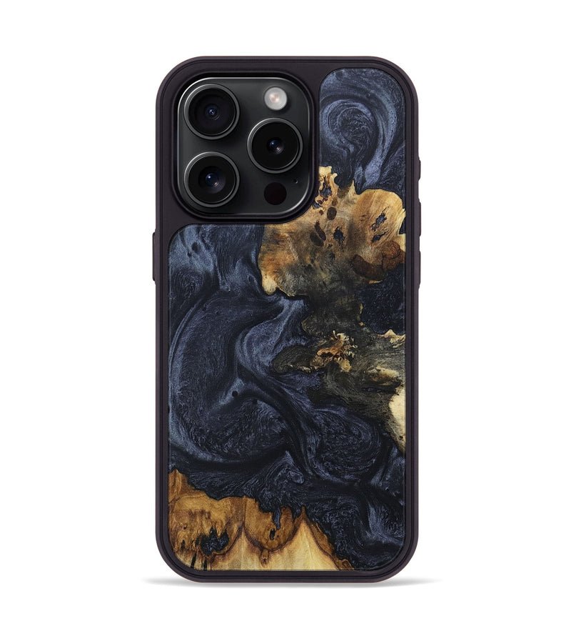 iPhone 15 Pro Wood+Resin Phone Case - Kay (Pure Black, 677859)