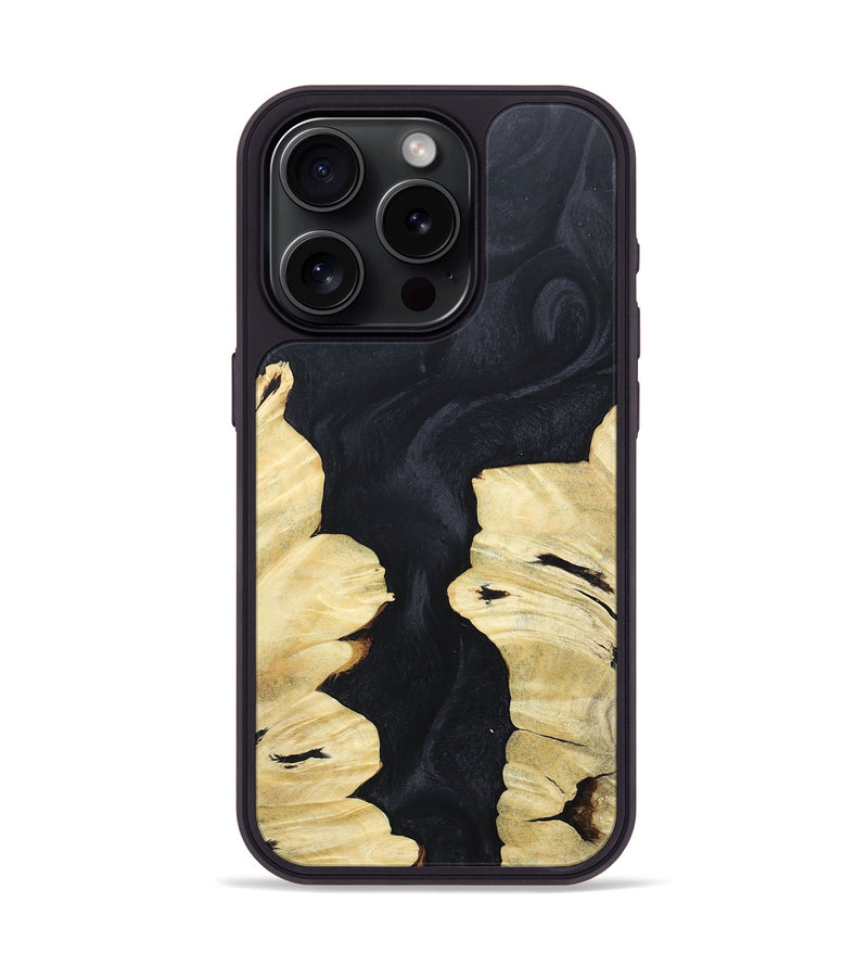 iPhone 15 Pro Wood+Resin Phone Case - Braylon (Pure Black, 677863)