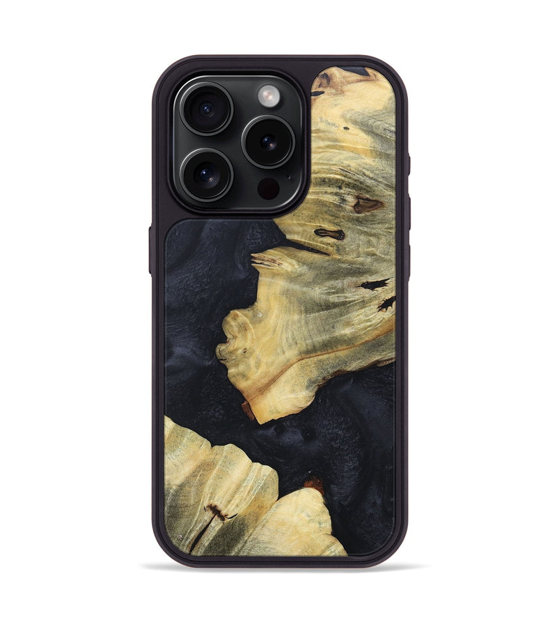 iPhone 15 Pro Wood+Resin Phone Case - Nettie (Pure Black, 677864)