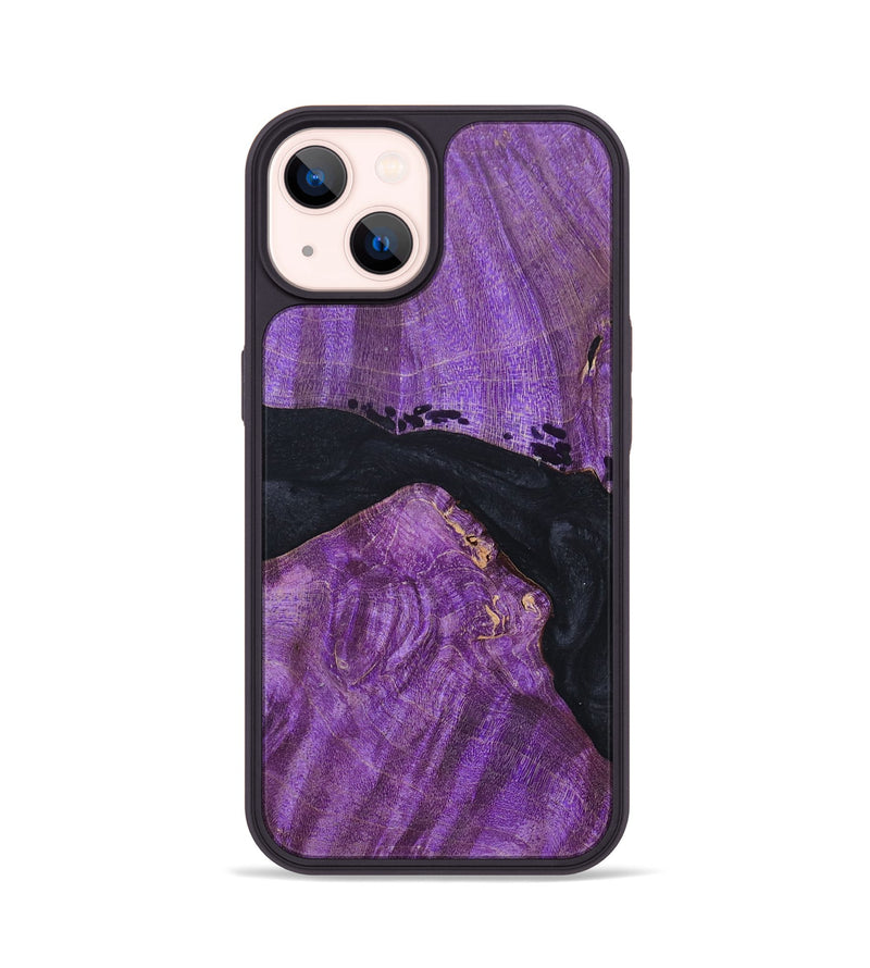 iPhone 14 Wood+Resin Phone Case - Mona (Pure Black, 677865)