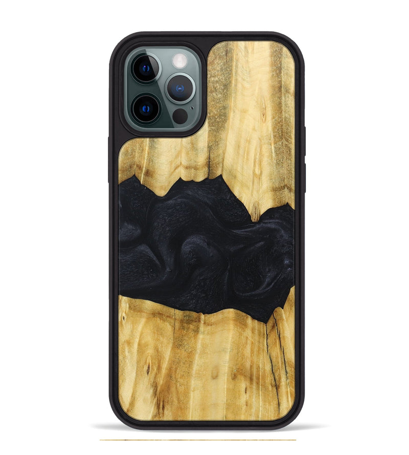 iPhone 12 Pro Max Wood+Resin Phone Case - Ari (Pure Black, 677866)