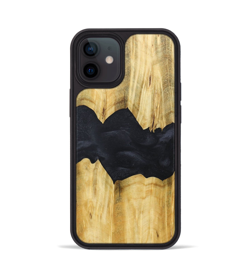 iPhone 12 Wood+Resin Phone Case - Caitlyn (Pure Black, 677871)
