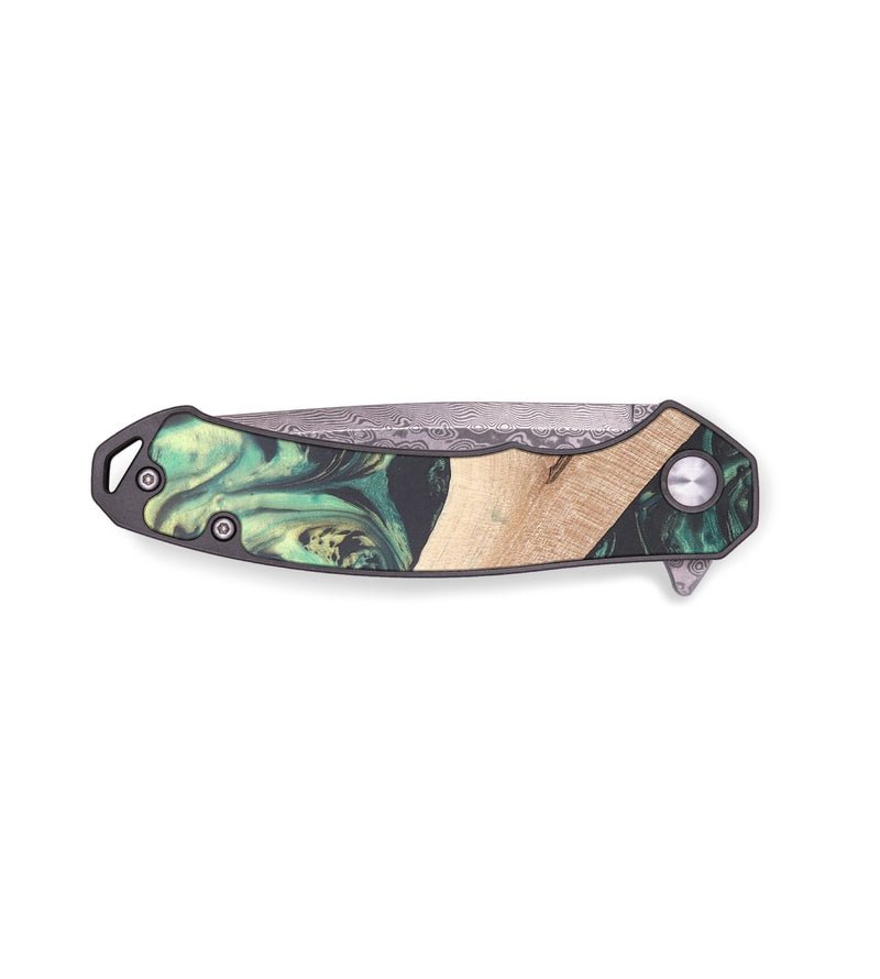 EDC Wood+Resin Pocket Knife - Ericka (Green, 678025)