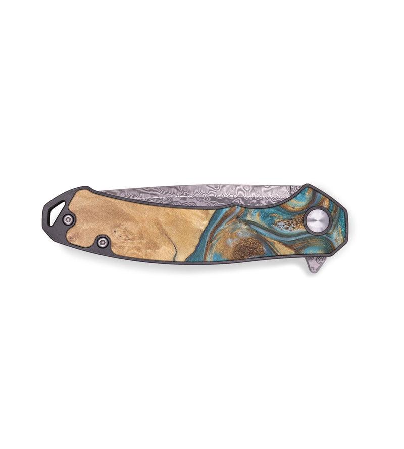 EDC Wood+Resin Pocket Knife - Drake (Teal & Gold, 678055)