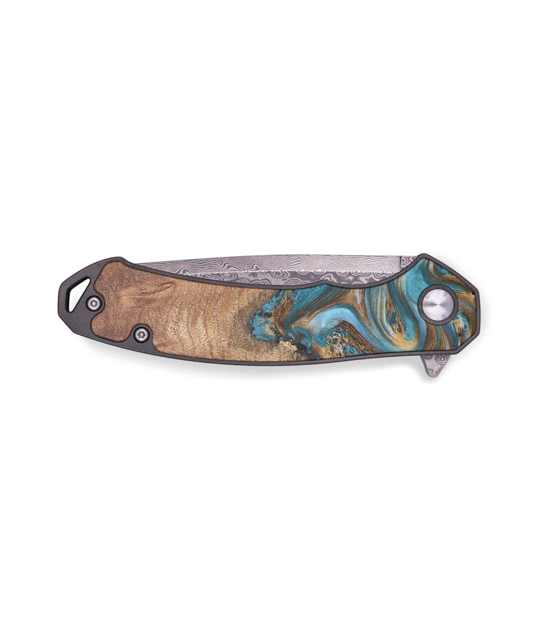 EDC Wood+Resin Pocket Knife - Catalina (Teal & Gold, 678057)