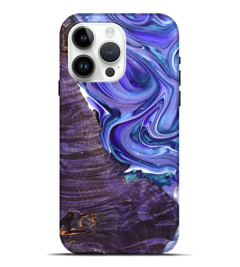 iPhone 15 Pro Max Wood+Resin Live Edge Phone Case - Heaven (Purple, 678221)
