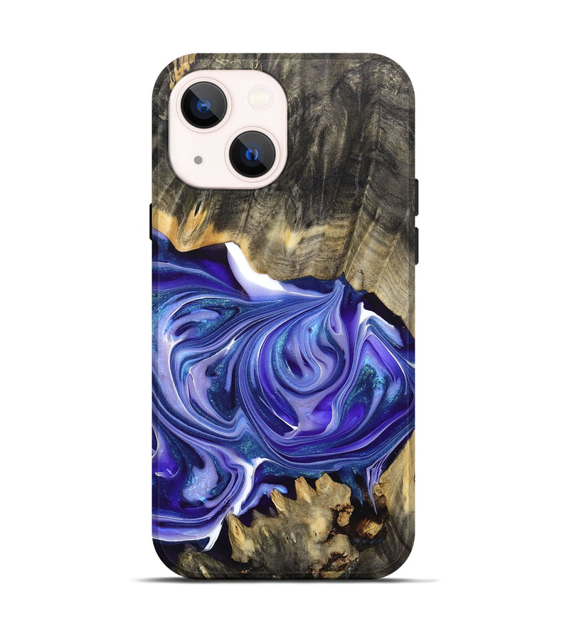 iPhone 14 Wood+Resin Live Edge Phone Case - Dan (Purple, 678223)