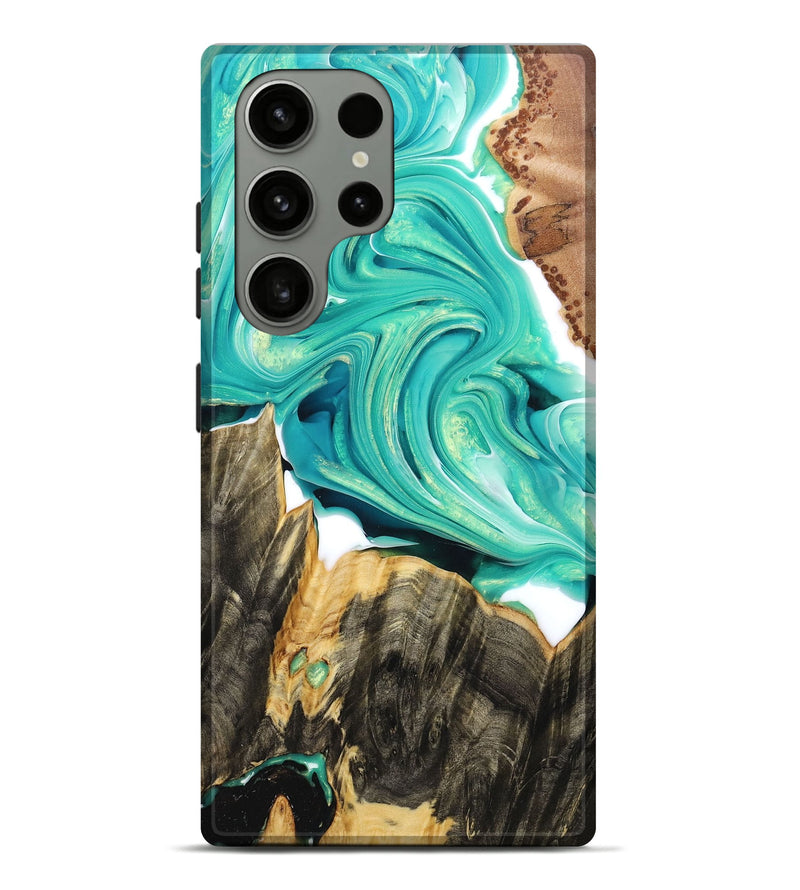 Galaxy S23 Ultra Wood+Resin Live Edge Phone Case - Antoinette (Green, 678226)