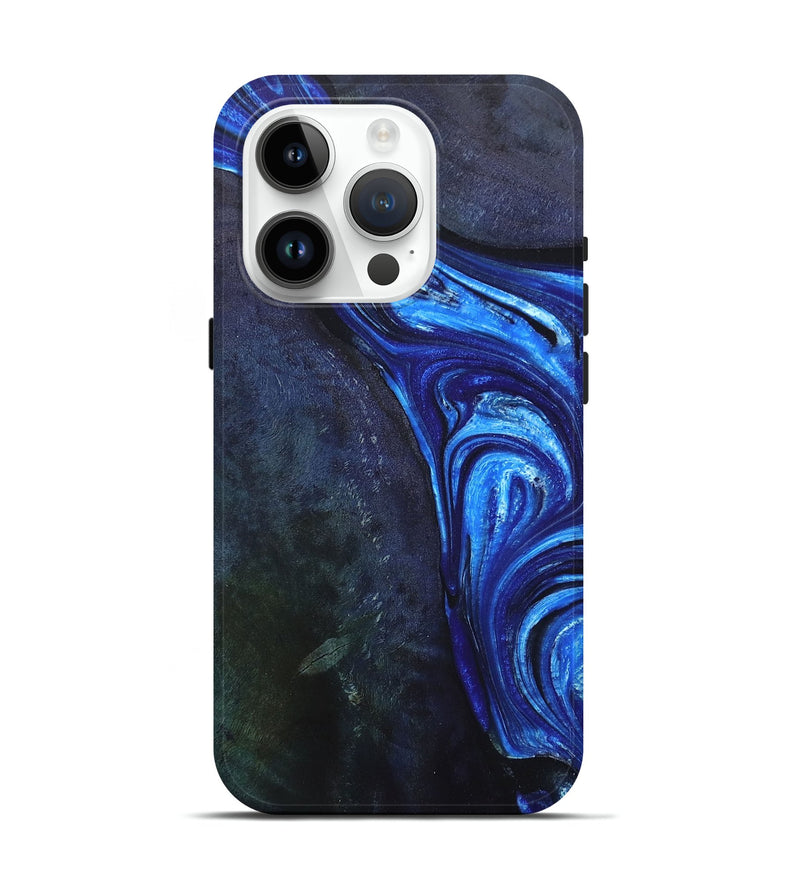 iPhone 15 Pro Wood+Resin Live Edge Phone Case - Heath (Blue, 678231)