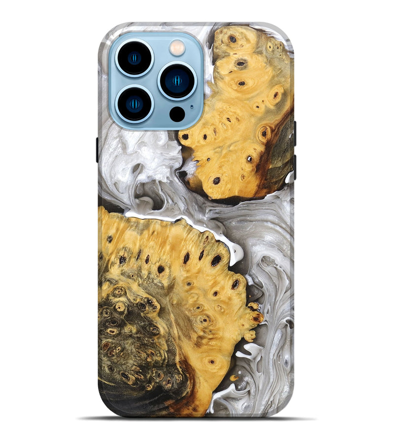 iPhone 14 Pro Max Wood+Resin Live Edge Phone Case - Pablo (Black & White, 678234)