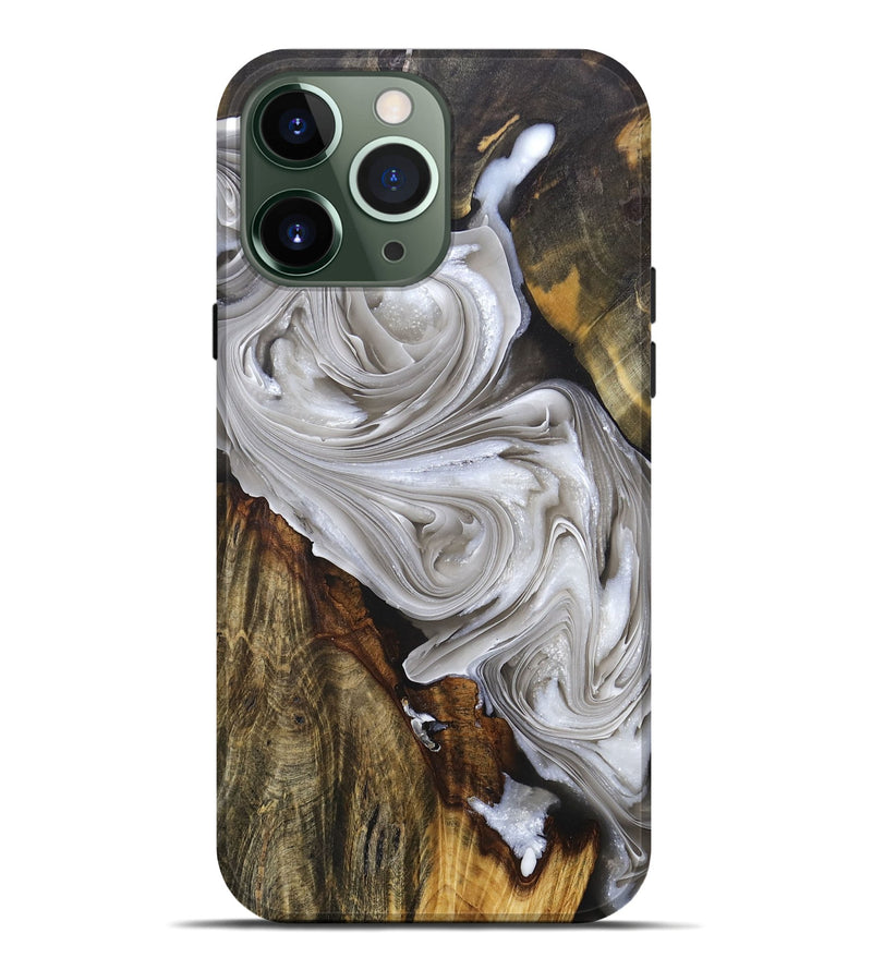 iPhone 13 Pro Max Wood+Resin Live Edge Phone Case - Jarrod (Black & White, 678236)