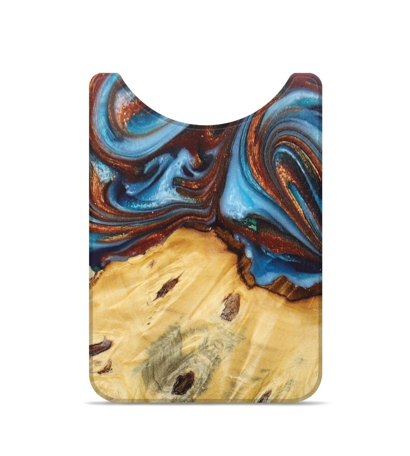 Live Edge Wood+Resin Wallet - Gwen (Teal & Gold, 678246)