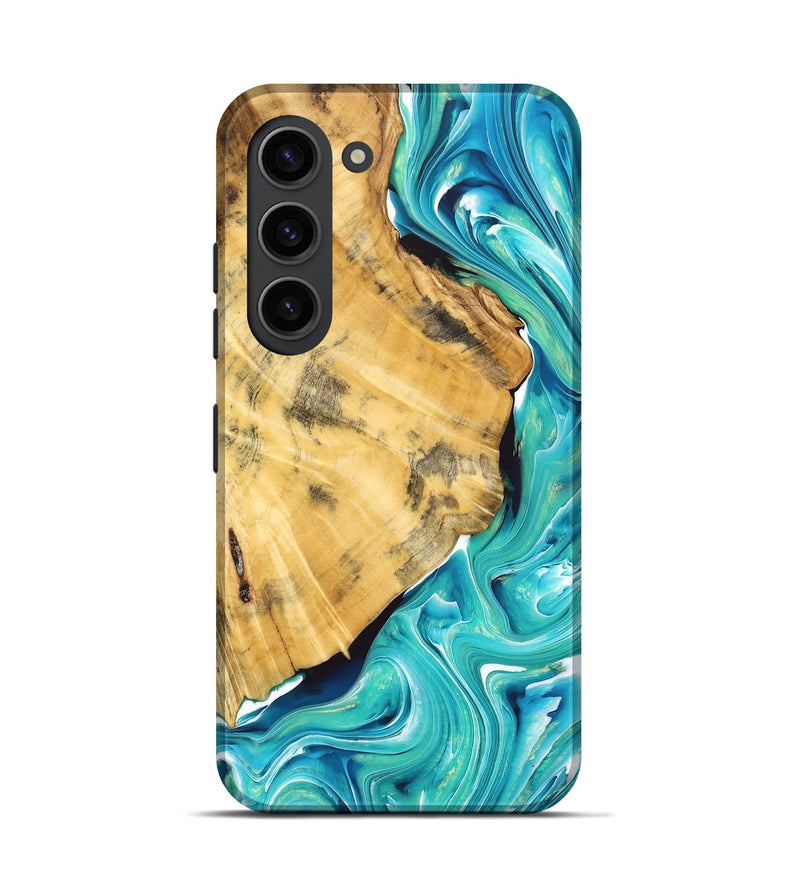 Galaxy S23 Wood+Resin Live Edge Phone Case - Herman (Green, 678286)