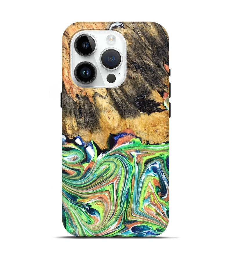iPhone 15 Pro Wood+Resin Live Edge Phone Case - Lana (Green, 678287)