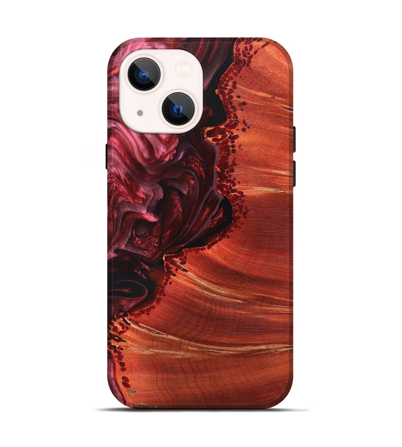 iPhone 14 Wood+Resin Live Edge Phone Case - Ian (Red, 678298)