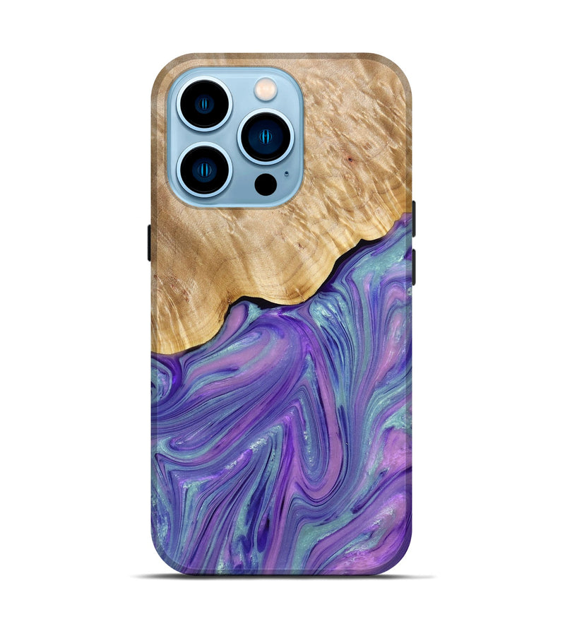 iPhone 14 Pro Wood+Resin Live Edge Phone Case - Cleo (Purple, 678301)