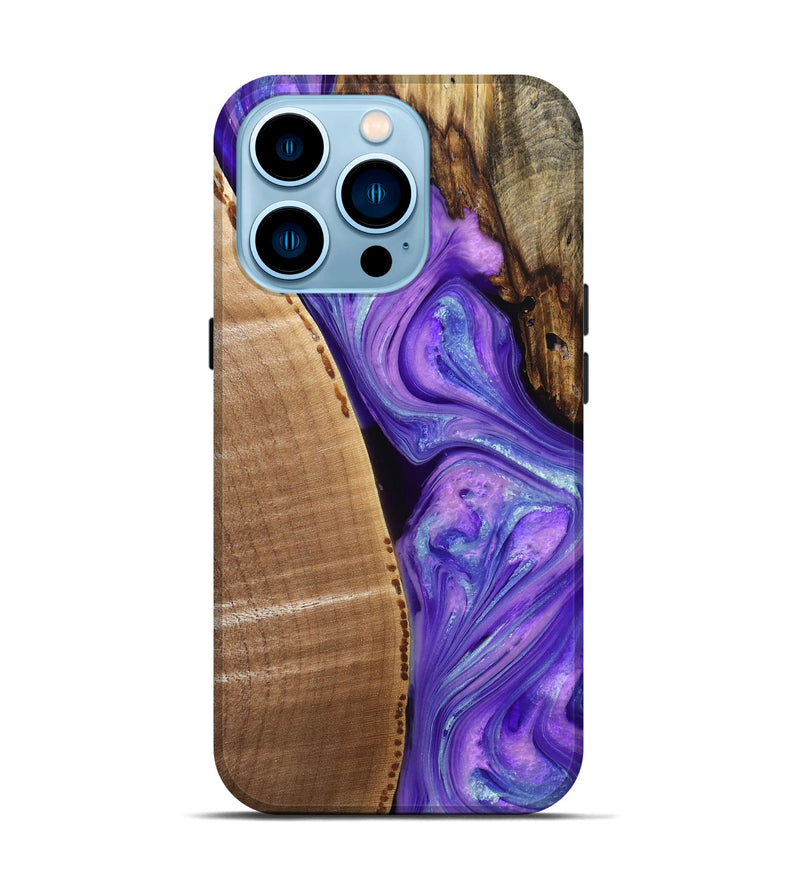 iPhone 14 Pro Wood+Resin Live Edge Phone Case - Raelyn (Purple, 678302)