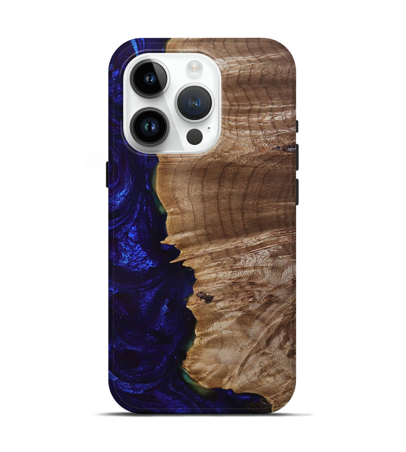 iPhone 15 Pro Wood+Resin Live Edge Phone Case - Morgan (Blue, 678304)