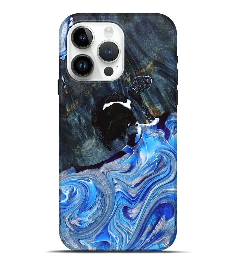 iPhone 15 Pro Max Wood+Resin Live Edge Phone Case - Kairo (Blue, 678305)