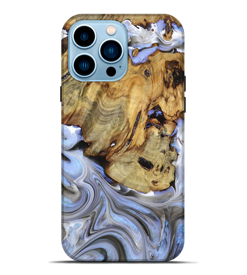 iPhone 14 Pro Max Wood+Resin Live Edge Phone Case - Eddie (Blue, 678308)