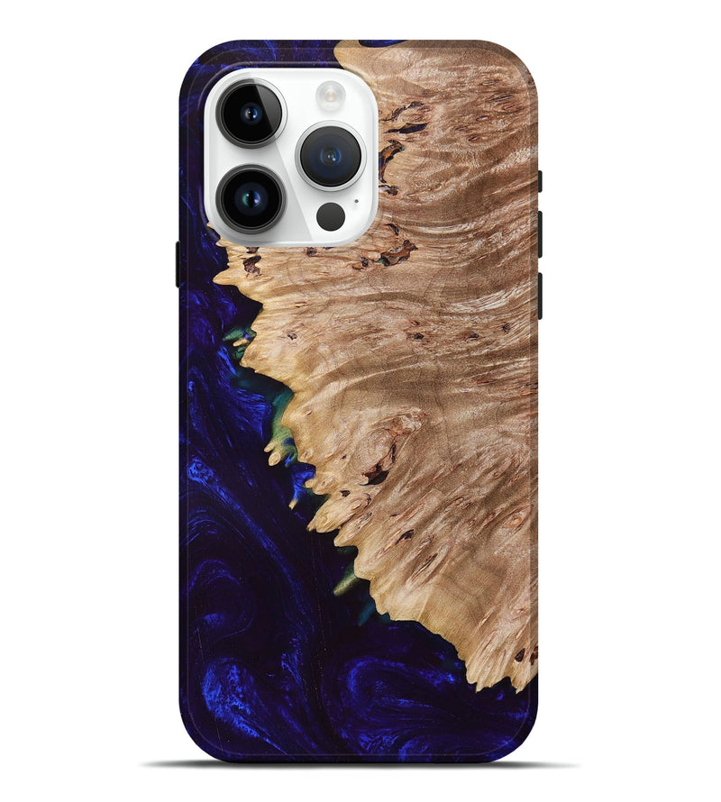 iPhone 15 Pro Max Wood+Resin Live Edge Phone Case - Antonio (Blue, 678309)