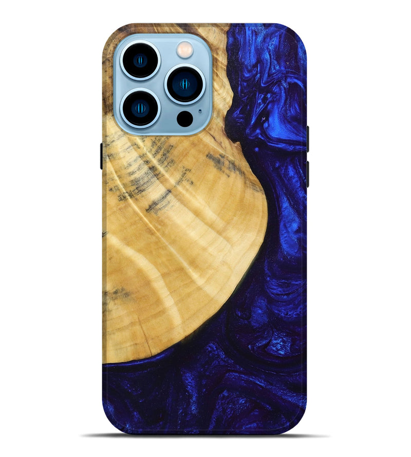 iPhone 14 Pro Max Wood+Resin Live Edge Phone Case - Rachelle (Blue, 678311)
