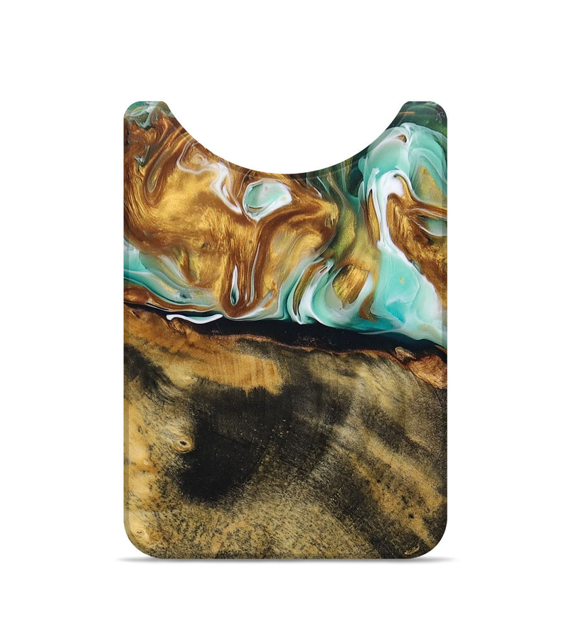 Live Edge Wood+Resin Wallet - Lakisha (Teal & Gold, 678314)