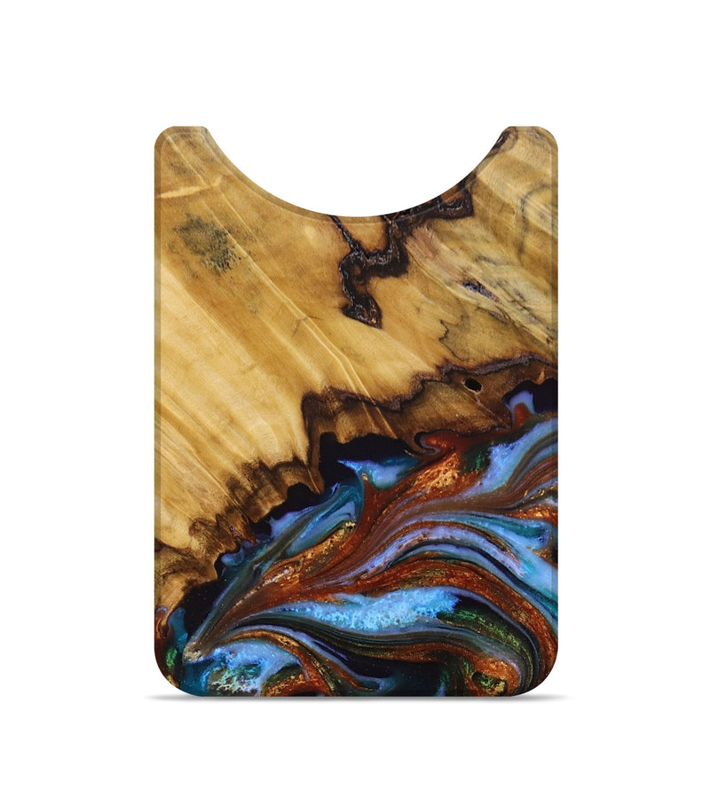 Live Edge Wood+Resin Wallet - Daniella (Teal & Gold, 678315)