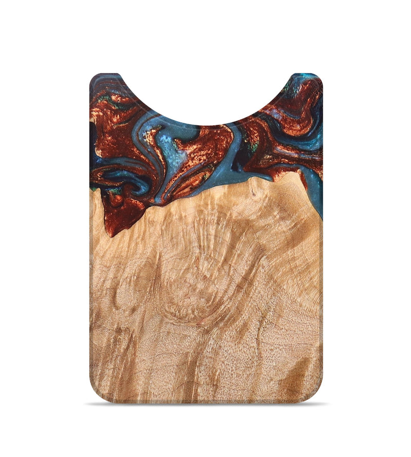 Live Edge Wood+Resin Wallet - Rylie (Teal & Gold, 678332)
