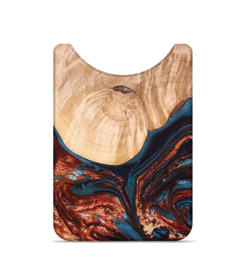 Live Edge Wood+Resin Wallet - Ruben (Teal & Gold, 678333)