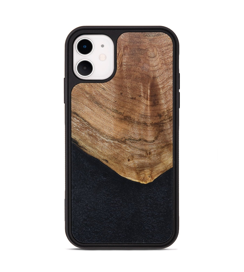 iPhone 11 Wood+Resin Phone Case - Therese (Pure Black, 678343)