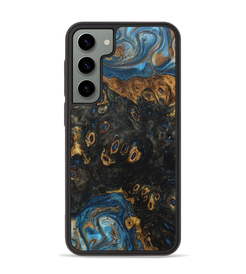 Galaxy S23 Plus Wood+Resin Phone Case - Jenifer (Teal & Gold, 678436)