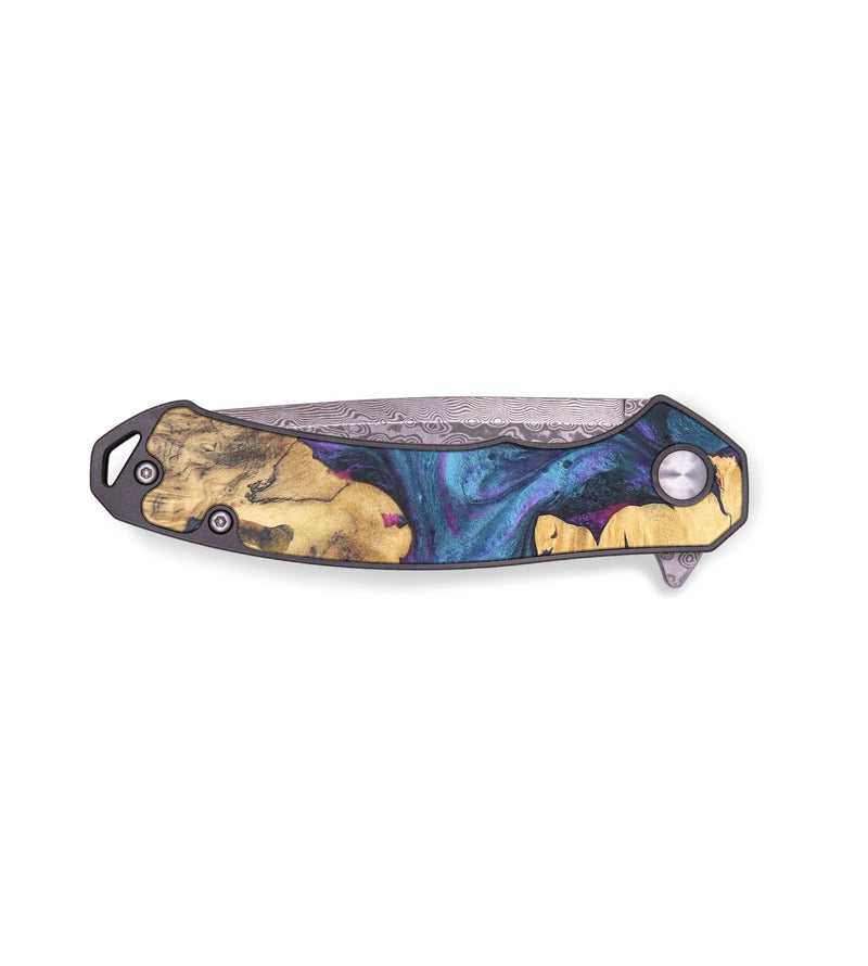 EDC Wood+Resin Pocket Knife - Karson (Blue, 678922)