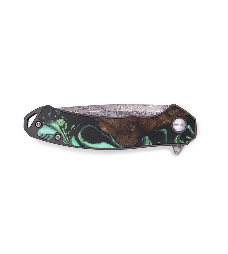 EDC Wood+Resin Pocket Knife - Ted (Green, 678950)