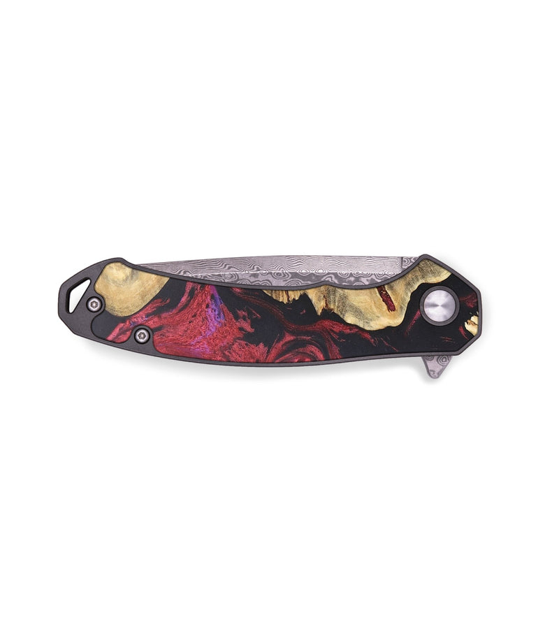 EDC Wood+Resin Pocket Knife - Damian (Red, 678955)