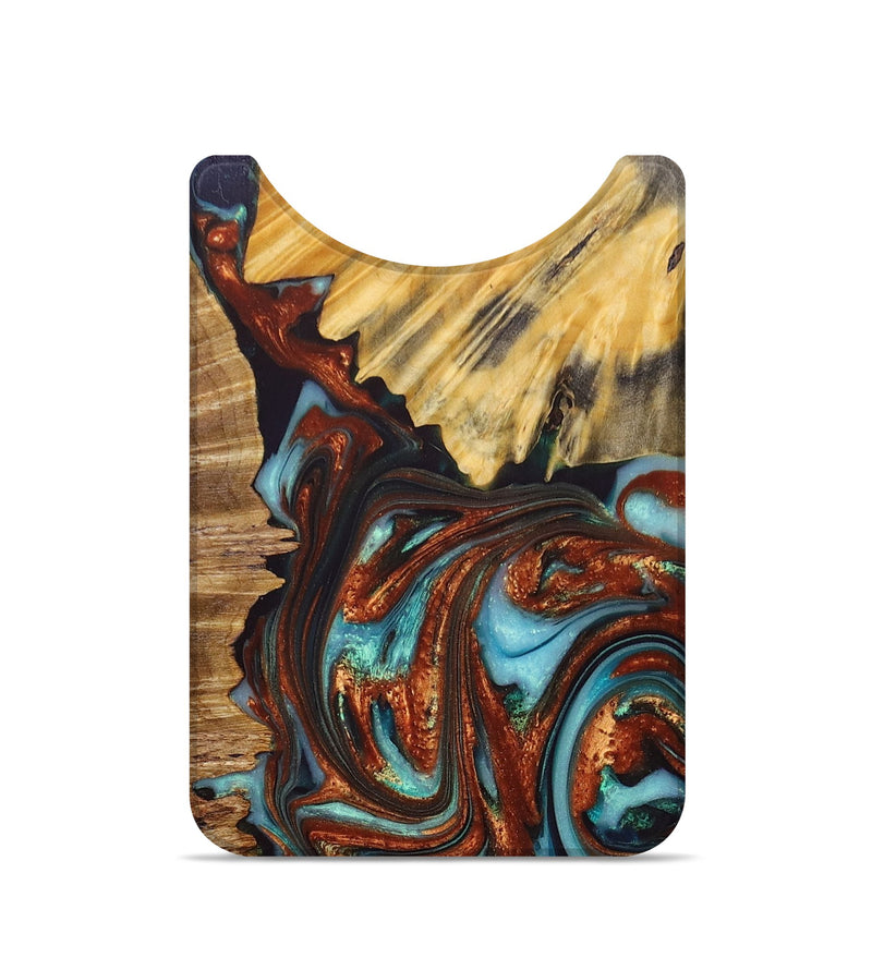 Live Edge Wood+Resin Wallet - Alexia (Teal & Gold, 679084)