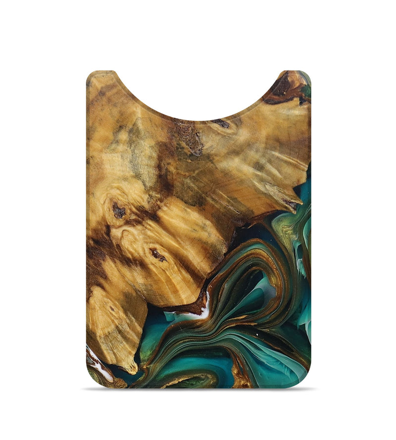 Live Edge Wood+Resin Wallet - Destinee (Teal & Gold, 679085)