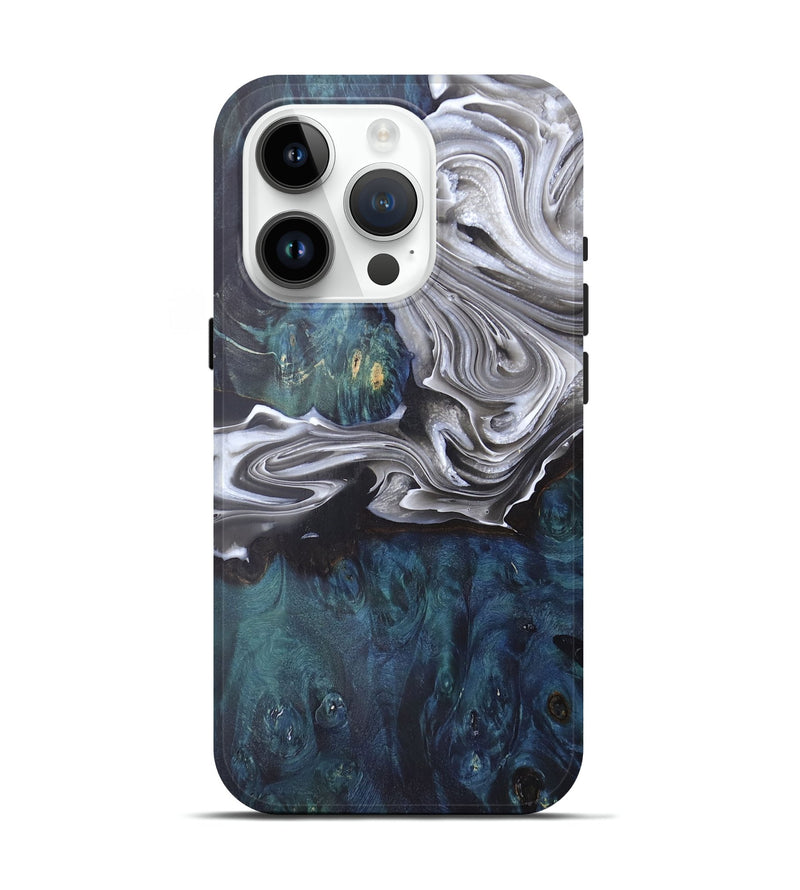 iPhone 15 Pro Wood+Resin Live Edge Phone Case - Finley (Black & White, 679091)