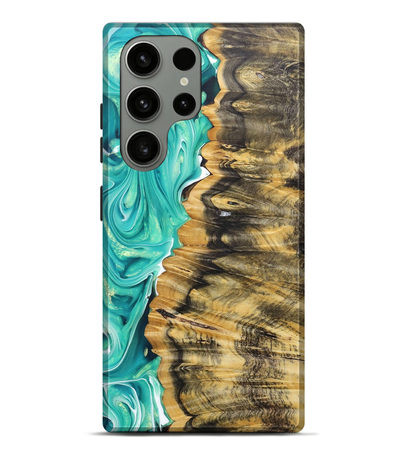 Galaxy S23 Ultra Wood+Resin Live Edge Phone Case - Jan (Green, 679093)