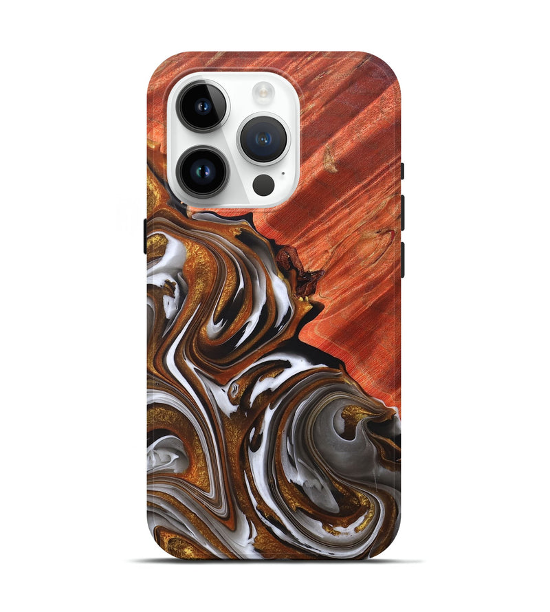 iPhone 15 Pro Wood+Resin Live Edge Phone Case - Angie (Red, 679098)