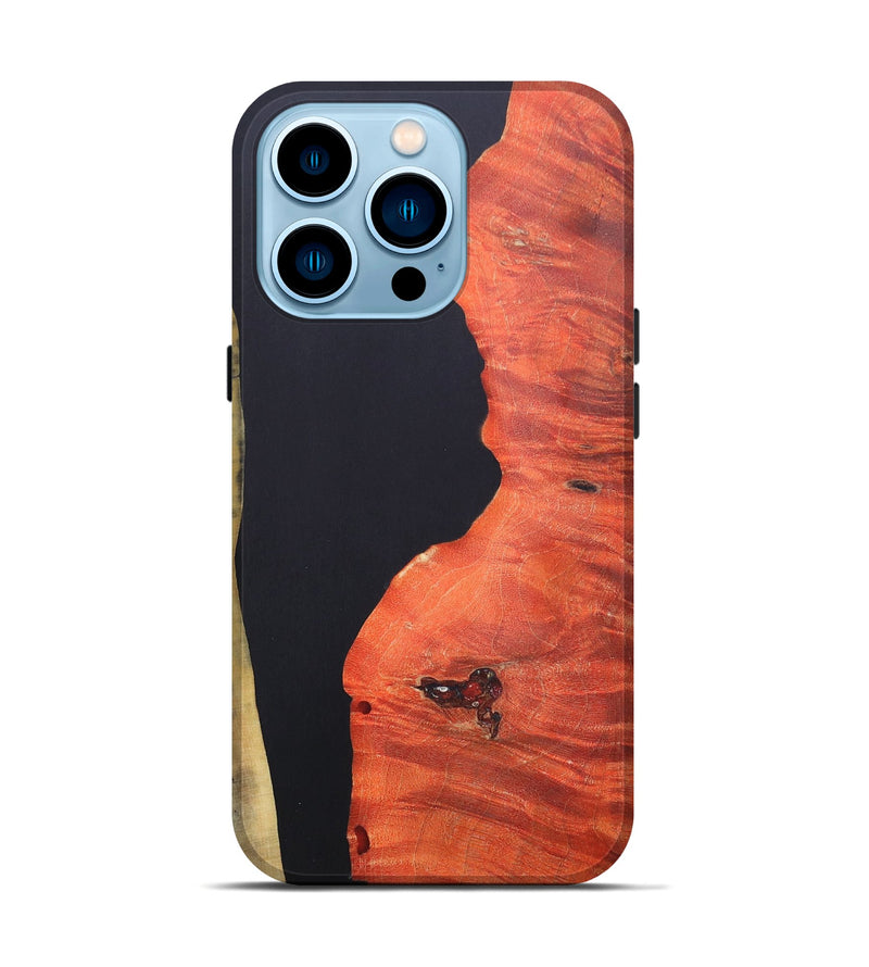 iPhone 14 Pro Wood+Resin Live Edge Phone Case - Vivienne (Pure Black, 679104)