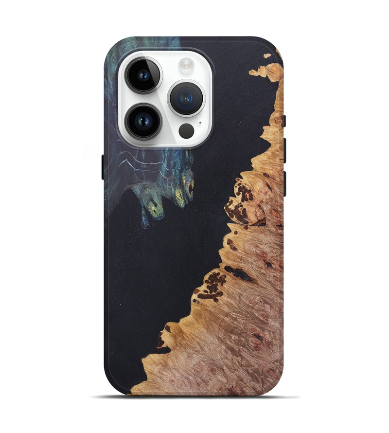 iPhone 15 Pro Wood+Resin Live Edge Phone Case - Milo (Pure Black, 679105)