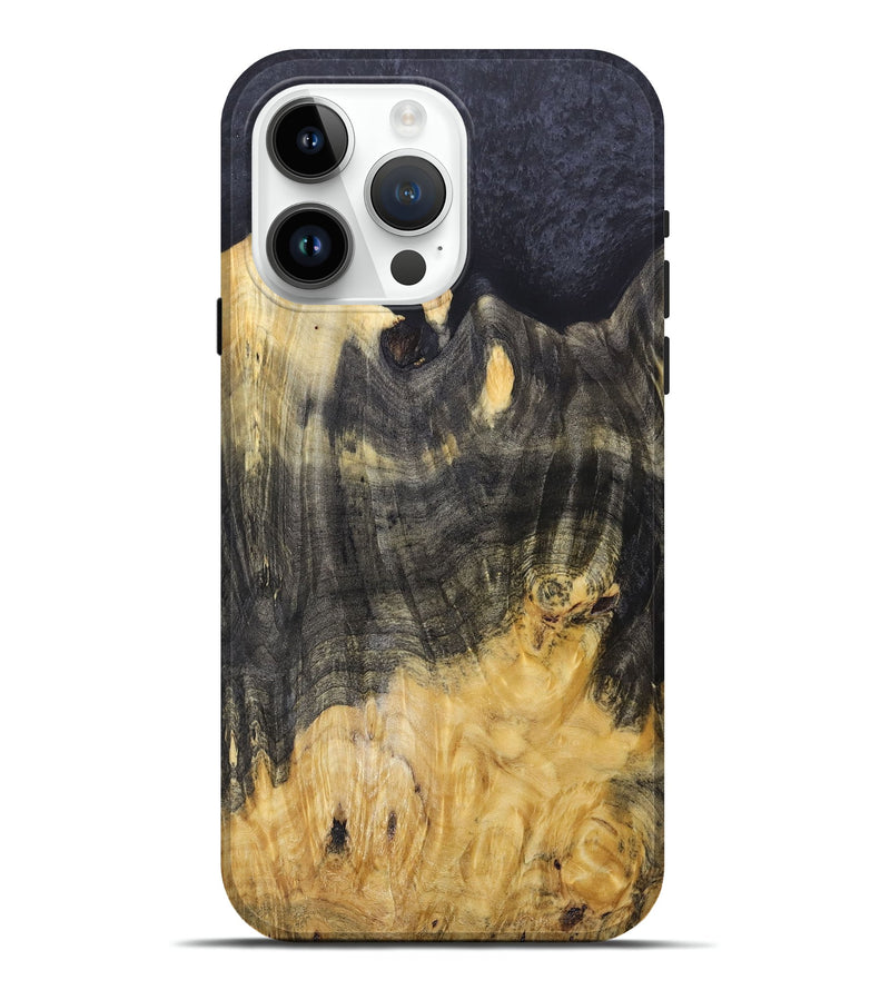 iPhone 15 Pro Max Wood+Resin Live Edge Phone Case - Cathy (Pure Black, 679106)