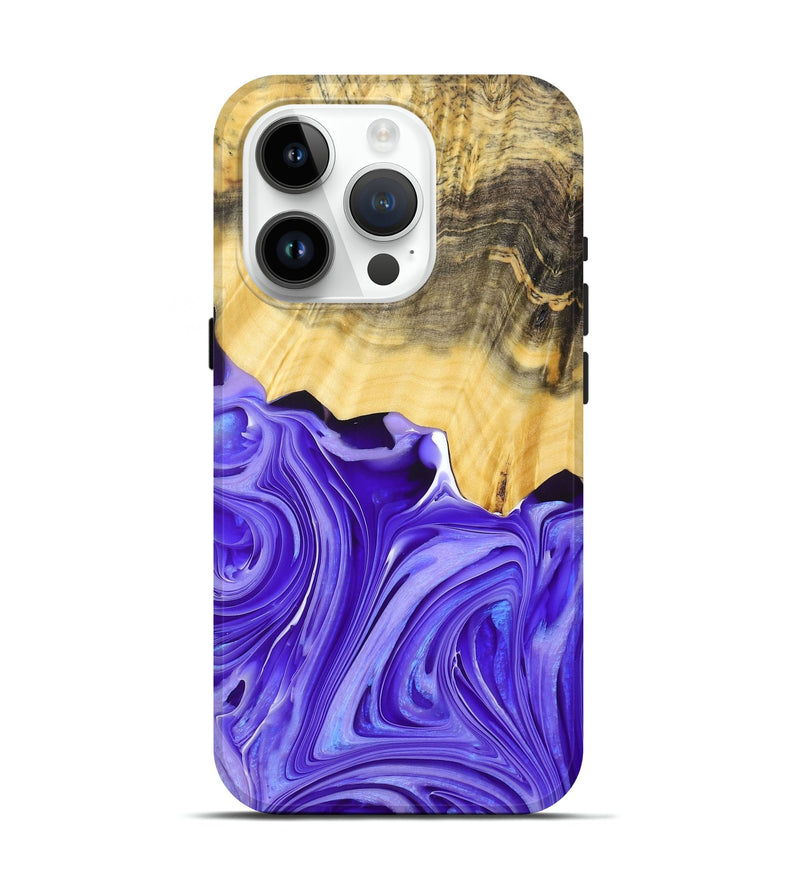iPhone 15 Pro Wood+Resin Live Edge Phone Case - Mikaela (Purple, 679119)