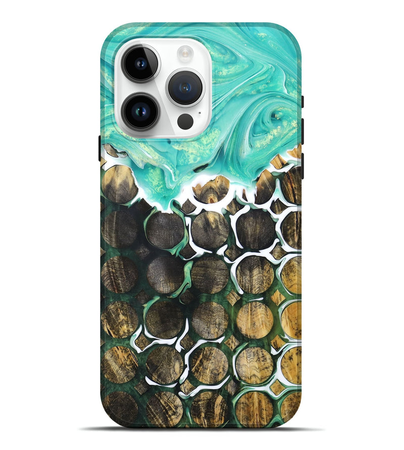 iPhone 15 Pro Max Wood+Resin Live Edge Phone Case - Annette (Pattern, 679126)