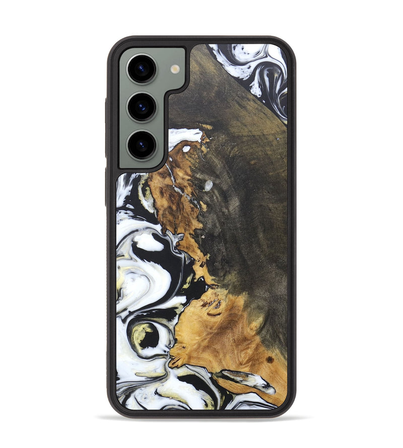 Galaxy S23 Plus Wood+Resin Phone Case - Susie (Black & White, 679306)