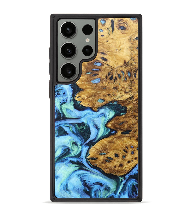 Galaxy S23 Ultra Wood+Resin Phone Case - Arlene (Blue, 679363)