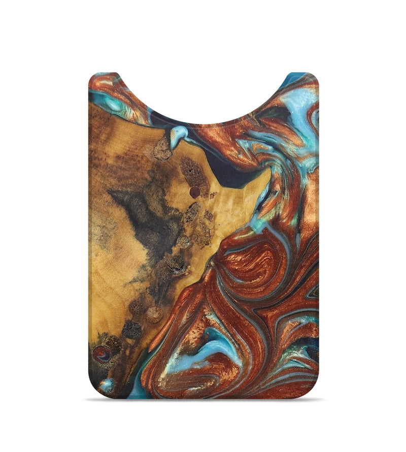 Live Edge Wood+Resin Wallet - Kaylie (Teal & Gold, 679385)