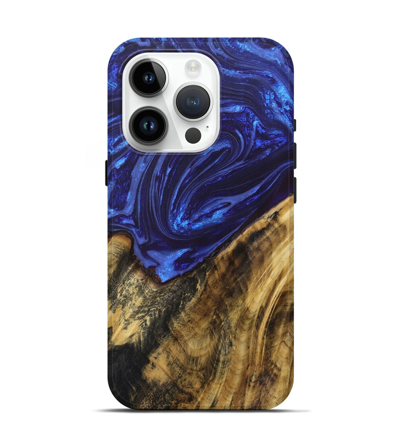 iPhone 15 Pro Wood+Resin Live Edge Phone Case - Marie (Blue, 679390)
